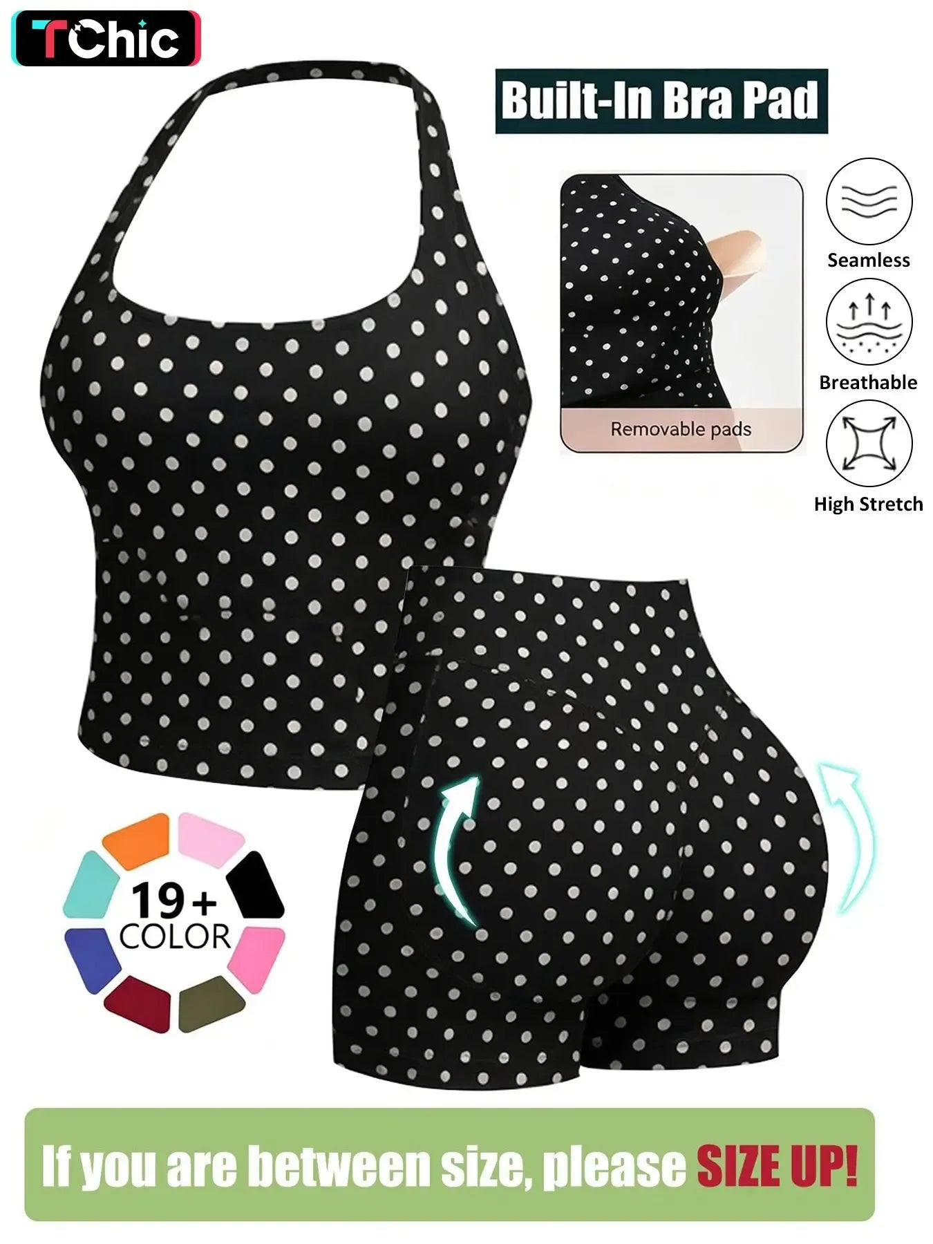 Seamless Workout Sets for Women, Halter Tank Top & Gym Scrunched Shorts Sports Set, Sporty Breathable Quick Drying Outfits for Yoga Gym Workout Running, Ladies Sportswear for Summer