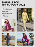 【Gold-Color zipper】Soft Brushed Women's Sporty Jacket, 25'' Inseam Leggings. Gold-Color zipper Jacket with Pockets, Yoga Pants, Thumbholes Design, Casual Wear for Women Sweat Suit Active Dresse Set