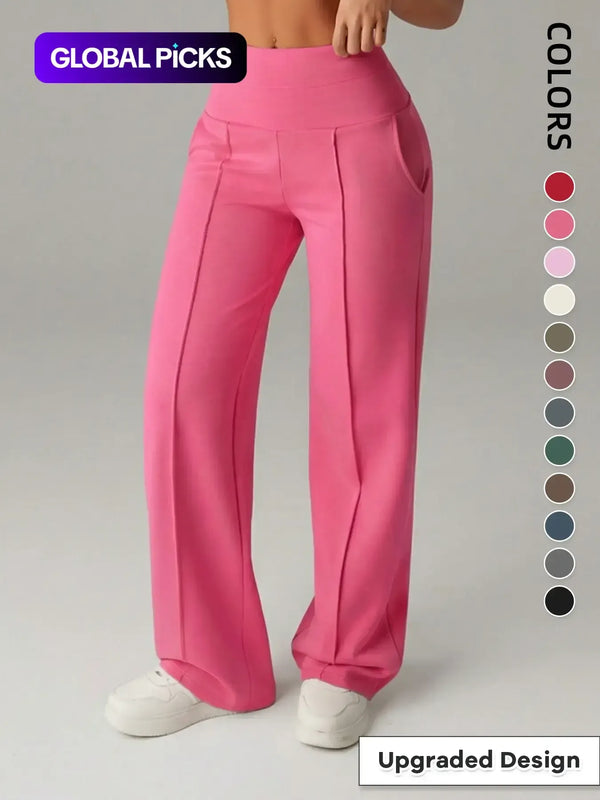 Women's Plain Loose Straight Leg Pants, Wide Leg High Waisted Sportswear Athletic Sporty Casual Sweatpants with Pockets, Athleisure Bottoms, Comfortable Daily Wear, Casual Sporty Trousers, Casual Sweatpants Style [Fits Small - Size Up Recommended]
