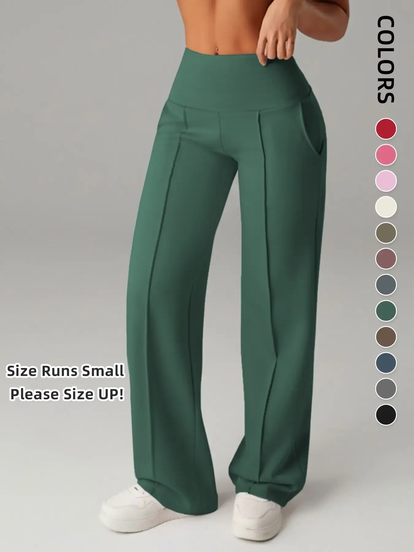 Women's Plain Loose Straight Leg Pants, Wide Leg High Waisted Sportswear Athletic Sporty Casual Sweatpants with Pockets, Athleisure Bottoms, Comfortable Daily Wear, Casual Sporty Trousers, Casual Sweatpants Style [Fits Small - Size Up Recommended]