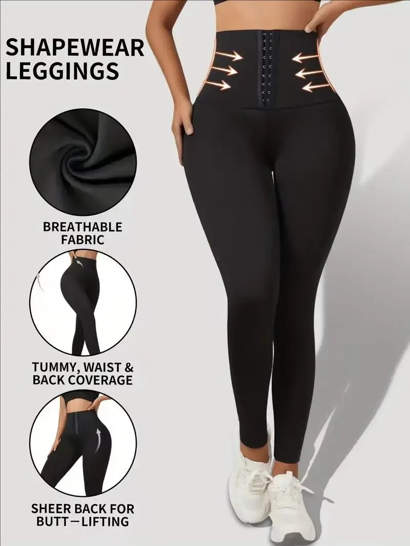 Women's High-Waisted Shaping Leggings - Corset Design, Buttoned Stomach Flattening, Peach Hip Lift, Women's Clothes for Yoga, All Seasons Sports Bottoms summerwins,summerwins