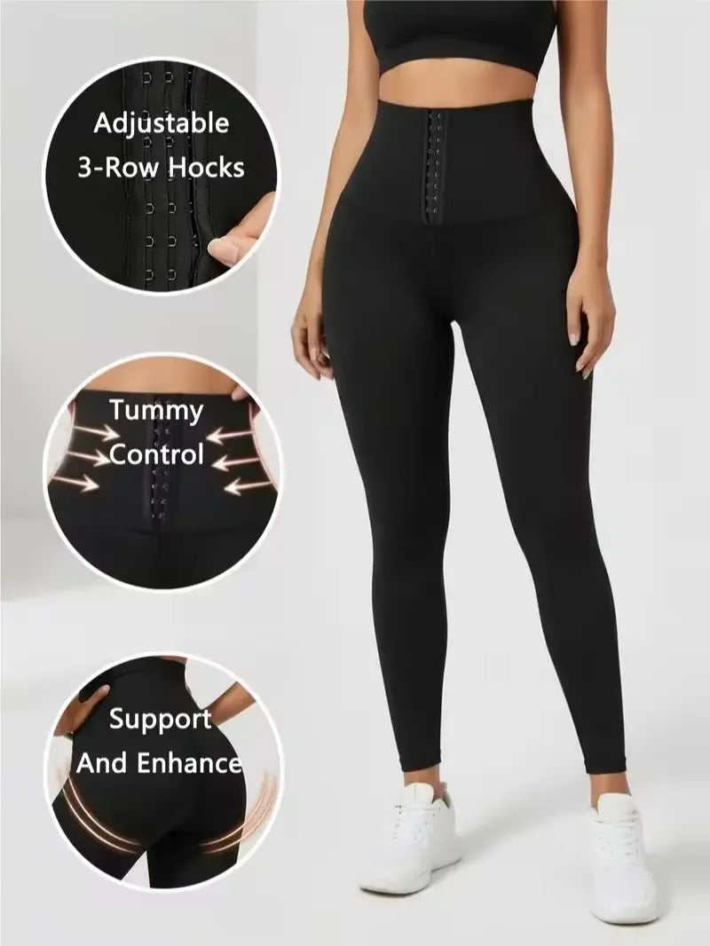 Women's High-Waisted Shaping Leggings - Corset Design, Buttoned Stomach Flattening, Peach Hip Lift, Women's Clothes for Yoga, All Seasons Sports Bottoms summerwins,summerwins