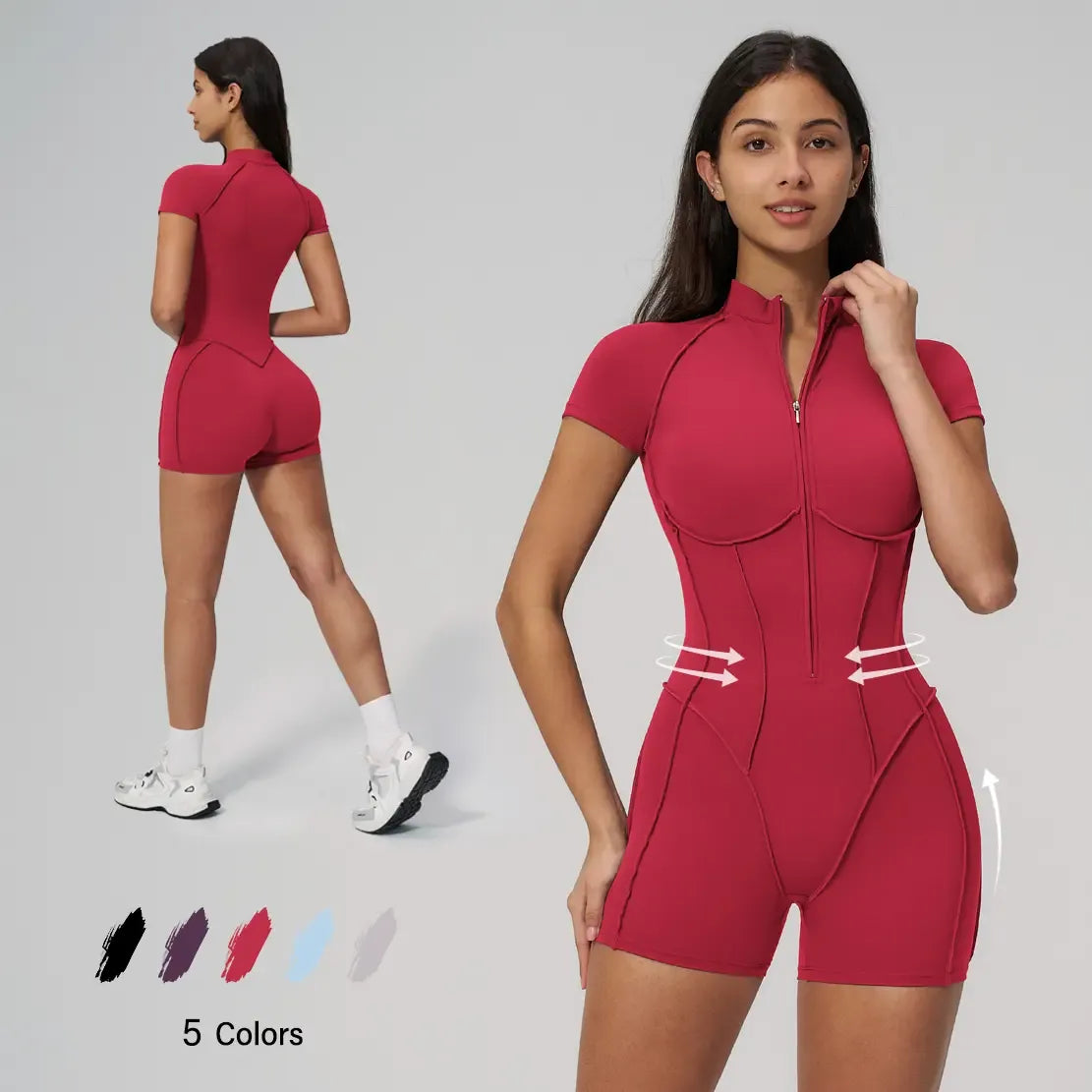 NVWA Women's High-Stretch Zipper Sports Jumpsuit - Skin-Friendly Breathable Slim-Fitting Fabric, Glute-Lifting Midsection-Sculpting Overalls, Athleisure Stylish Women's Wear, Ideal for Yoga, Mother's Day Gifts,summerwins