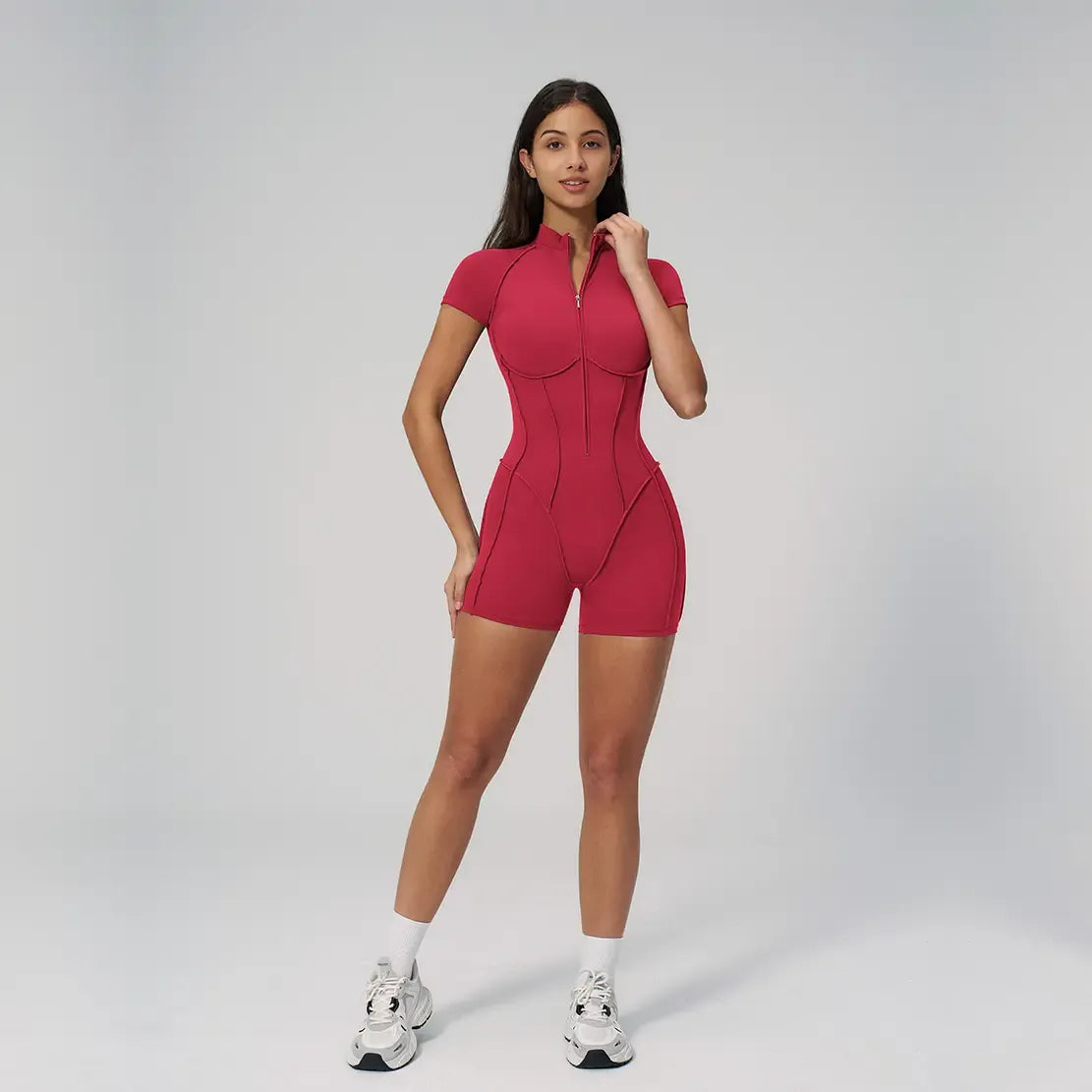 NVWA Women's High-Stretch Zipper Sports Jumpsuit - Skin-Friendly Breathable Slim-Fitting Fabric, Glute-Lifting Midsection-Sculpting Overalls, Athleisure Stylish Women's Wear, Ideal for Yoga, Mother's Day Gifts,summerwins