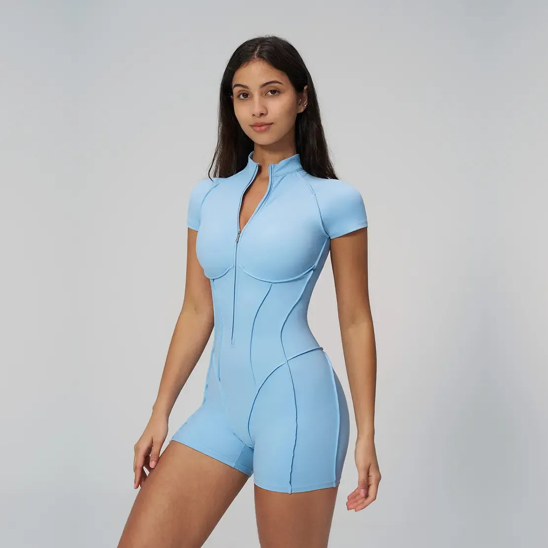 NVWA Women's High-Stretch Zipper Sports Jumpsuit - Skin-Friendly Breathable Slim-Fitting Fabric, Glute-Lifting Midsection-Sculpting Overalls, Athleisure Stylish Women's Wear, Ideal for Yoga, Mother's Day Gifts,summerwins