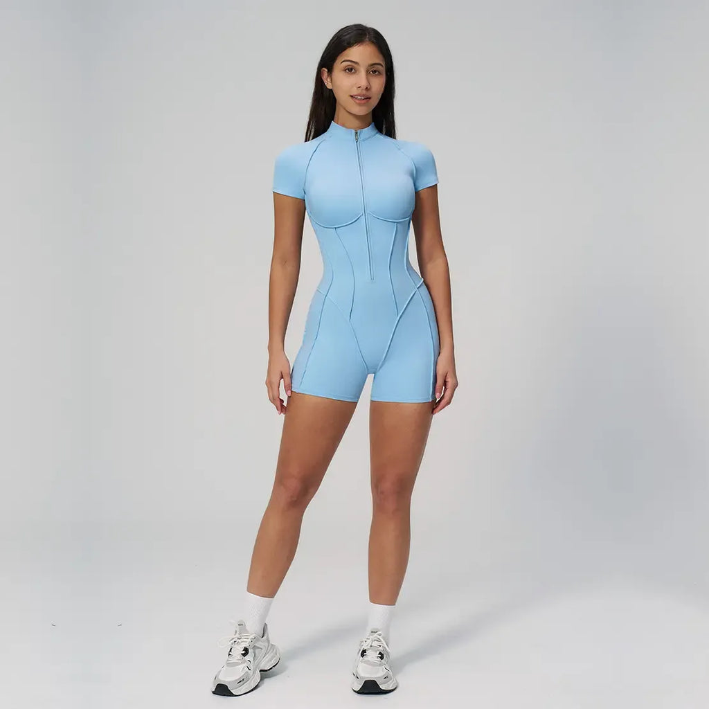 NVWA Women's High-Stretch Zipper Sports Jumpsuit - Skin-Friendly Breathable Slim-Fitting Fabric, Glute-Lifting Midsection-Sculpting Overalls, Athleisure Stylish Women's Wear, Ideal for Yoga, Mother's Day Gifts,summerwins