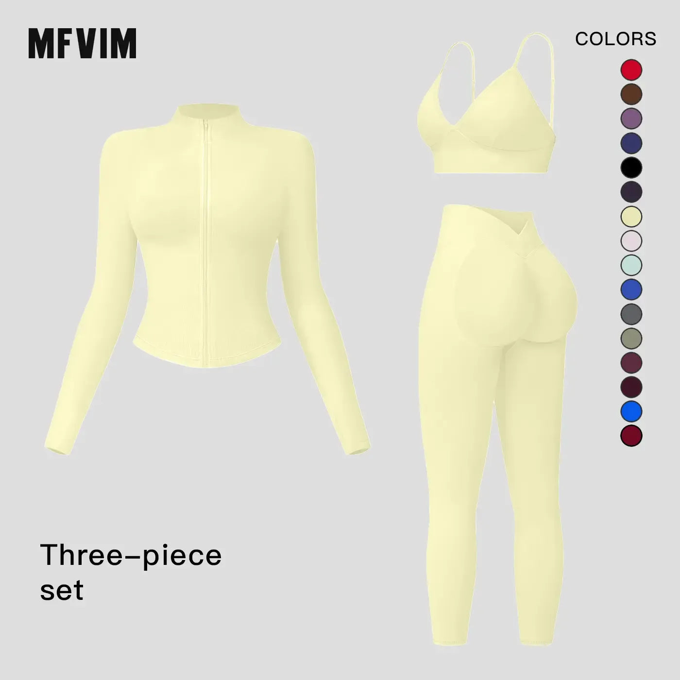Women's Solid Criss Cross Crop Tank Top & High Waist Leggings & Zip Up Crop Jacket Tracksuit Set by MFVIM - Breathable Comfortable Outfits for Yoga, Gym, Workouts, Running, Yoga Wear, Workout Gym Clothing, Gym Sportswear, Casual Activewear SpringStatement