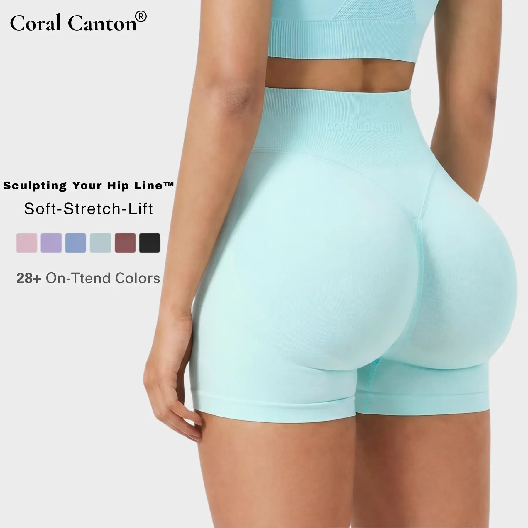 Coral Canton Sports Shorts High Waistband Butt Lifting