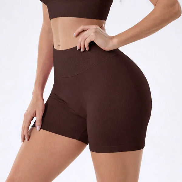 Coral Canton Sports Shorts High Waistband Butt Lifting
