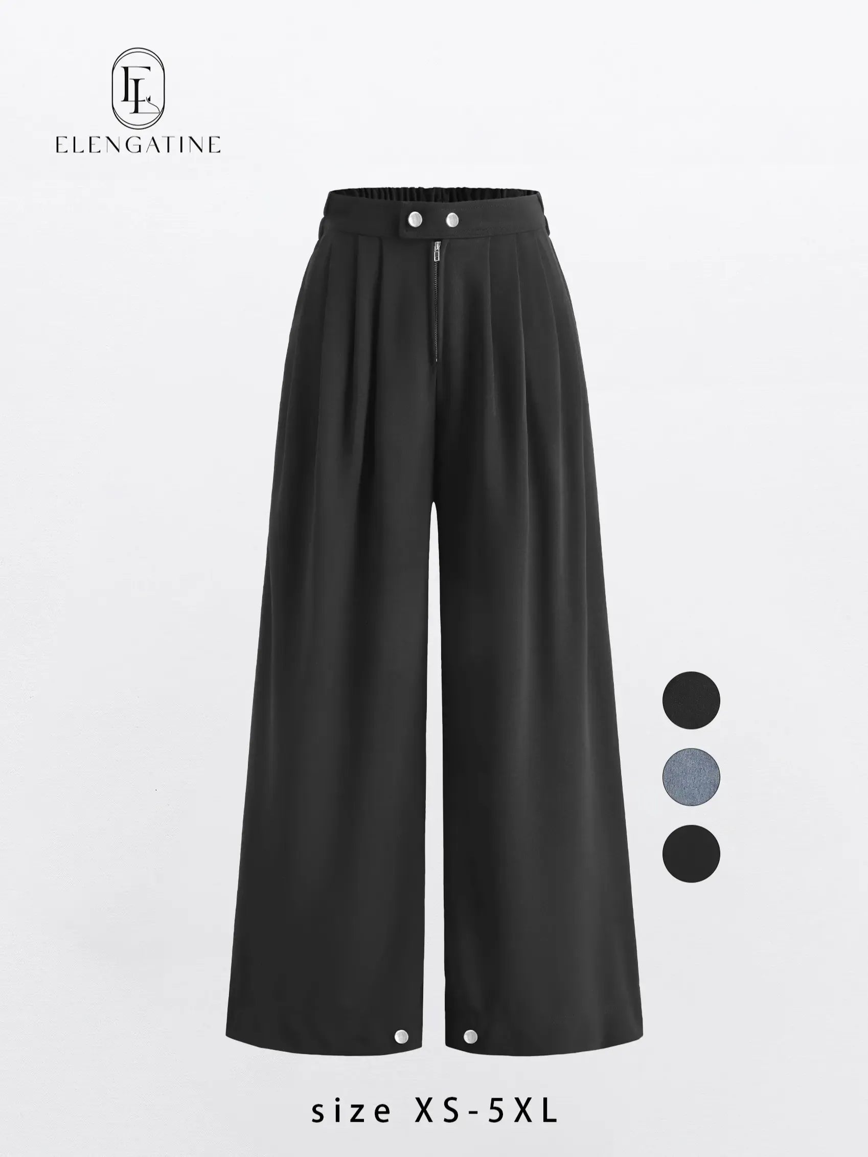 Elengatine Women's High Waist Pleated Balloon Jeans – Y2K Inspired Baggy Wide Leg Denim Pants with Zip Front Closure, Adjustable Cuffed Ankles, Loose Fit for Effortless All-Season Casual Streetwear, Trendy & Versatile Must-Have Denim Piece
