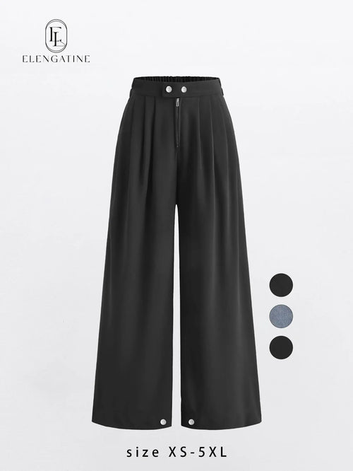 Elengatine Women's High Waist Pleated Balloon Jeans – Y2K Inspired Baggy Wide Leg Denim Pants with Zip Front Closure, Adjustable Cuffed Ankles, Loose Fit for Effortless All-Season Casual Streetwear, Trendy & Versatile Must-Have Denim Piece