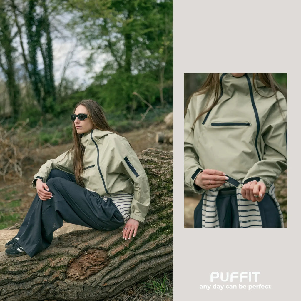 PUFFIT STM-TEX Short Rain Hoodie With Asymmetric Zip and Adjustable Hem,Chest Pocket Design,Spring Hooded Jacket,Waterproof Jacket,Women Jacket,Spring Jacket,Windbreaker,Dog Walking,School Running,Football Mum,Stylish,Womenswear