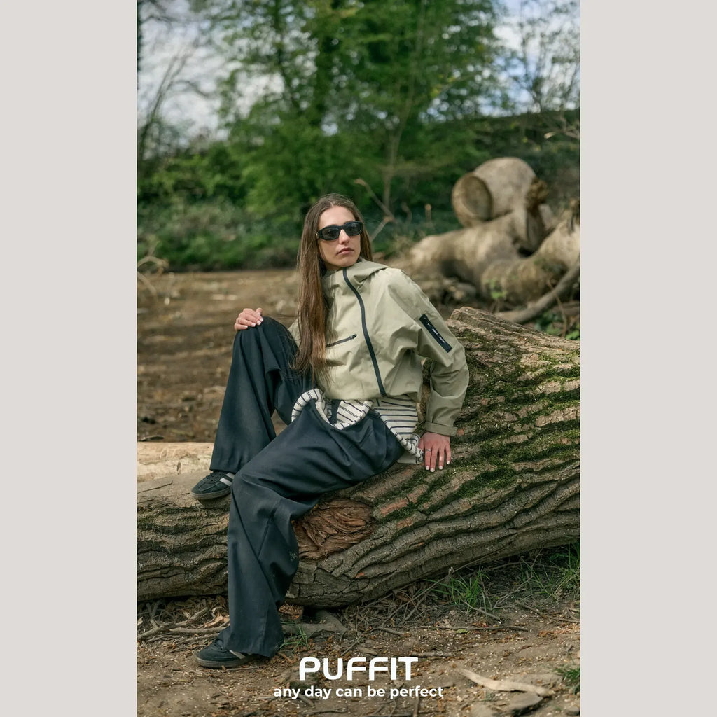 PUFFIT STM-TEX Short Rain Hoodie With Asymmetric Zip and Adjustable Hem,Chest Pocket Design,Spring Hooded Jacket,Waterproof Jacket,Women Jacket,Spring Jacket,Windbreaker,Dog Walking,School Running,Football Mum,Stylish,Womenswear