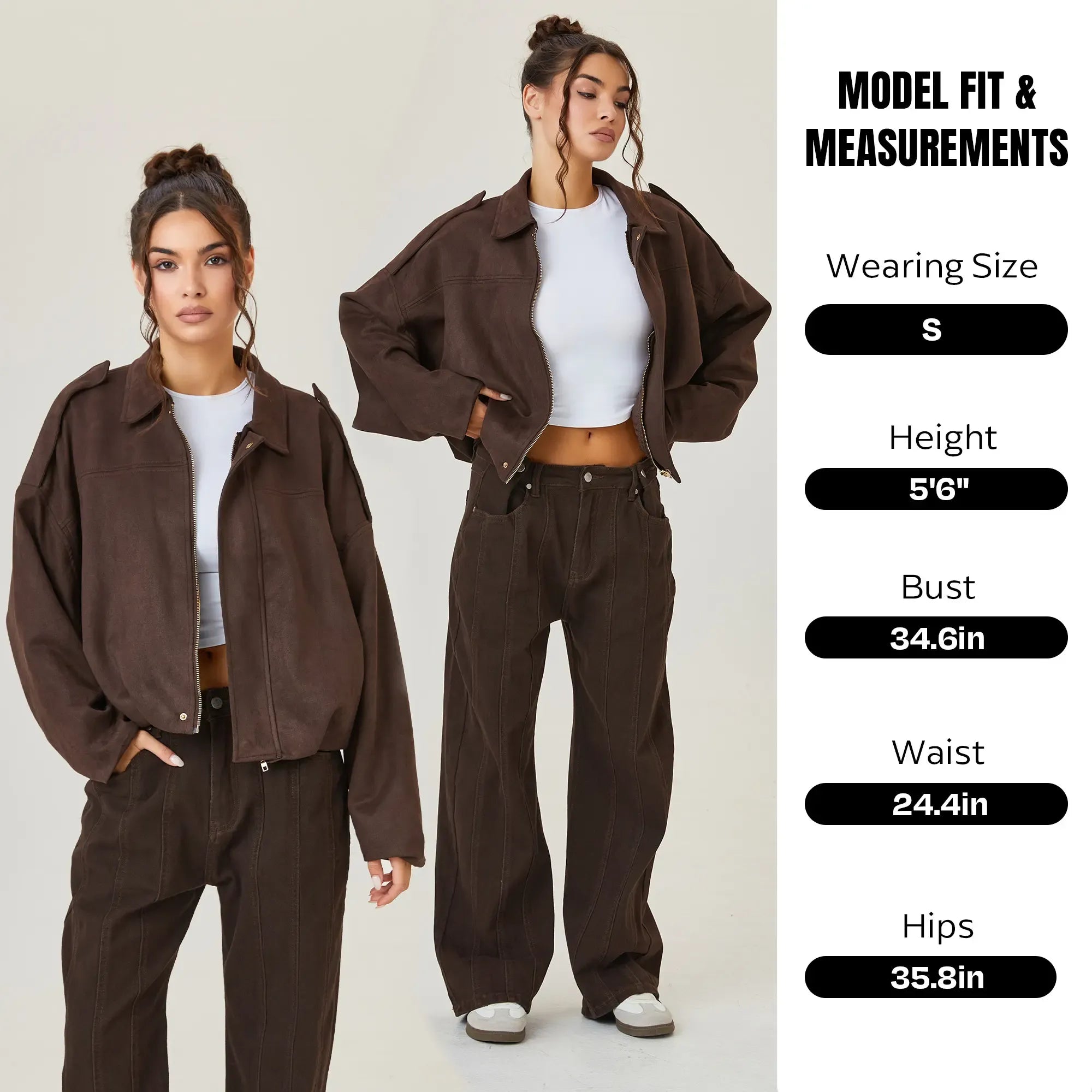 KatchMe Women's Winter Vintage Solid Color Collared Zipper Long Sleeve Jacket, Cozy Oversized Outerwear for Lady, Versatile Loose Outfits for Daily Wear, Soft Womenswear