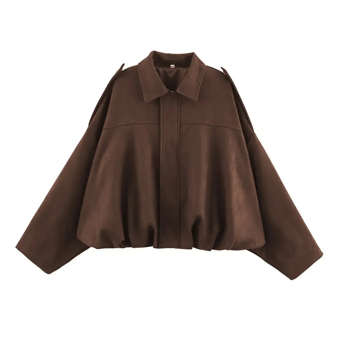 KatchMe Women's Winter Vintage Solid Color Collared Zipper Long Sleeve Jacket, Cozy Oversized Outerwear for Lady, Versatile Loose Outfits for Daily Wear, Soft Womenswear