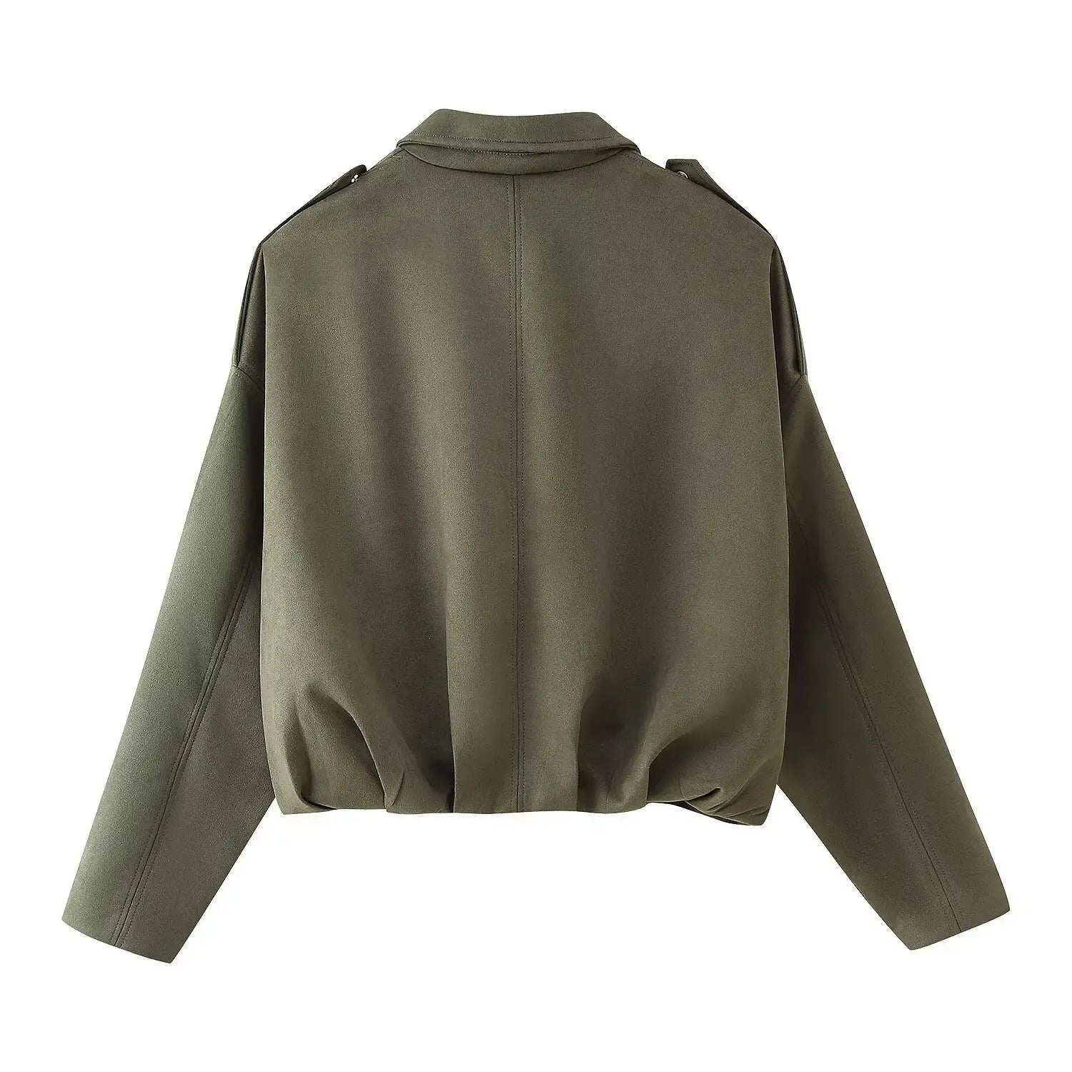 KatchMe Women's Winter Vintage Solid Color Collared Zipper Long Sleeve Jacket, Cozy Oversized Outerwear for Lady, Versatile Loose Outfits for Daily Wear, Soft Womenswear