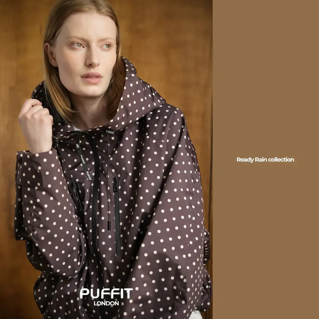 【Restocked】PUFFIT STM-TEX Short One-Size Rain Jacket With Pleated Hem,Hooded Jacket,Waterproof Jacket,Women Jacket,Wide-Brim Hood,Adjustable Cuffs,Zips,Outdoor Sport,Statements,Windbreaker,Spring,Dog Walking,School Running,Football Mum,Stylish,Womenswear