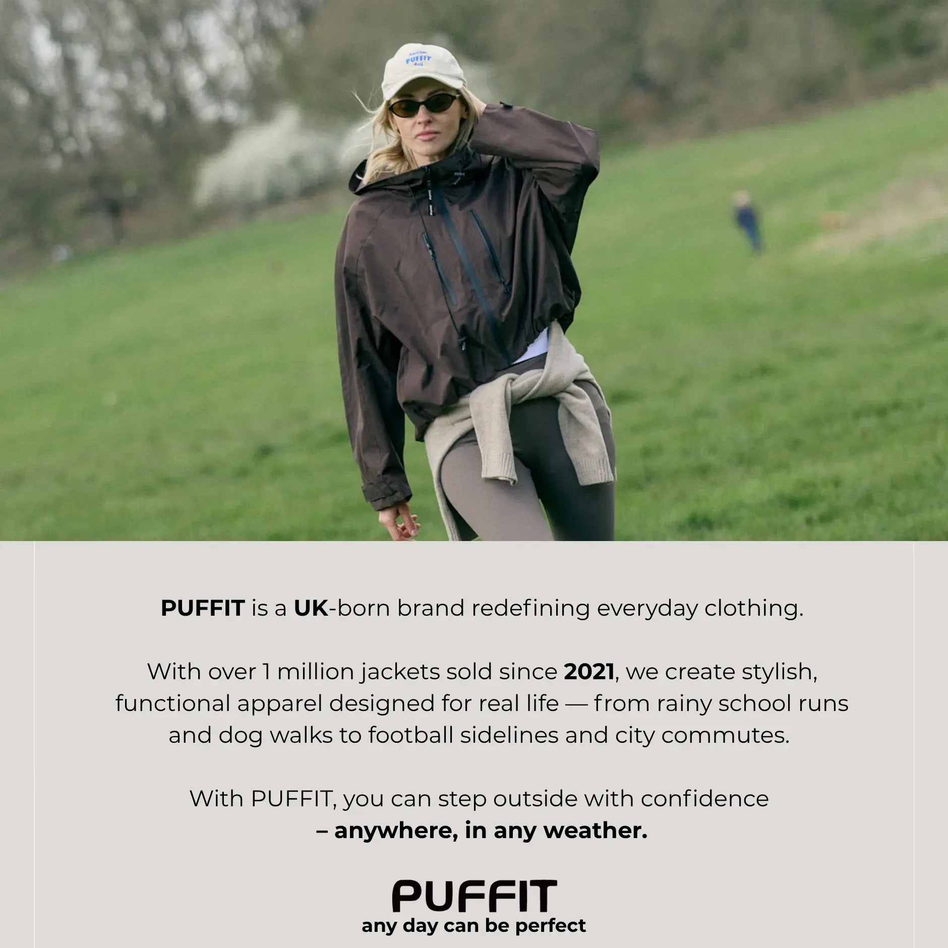 【Restocked】PUFFIT STM-TEX Short One-Size Rain Jacket With Pleated Hem,Hooded Jacket,Waterproof Jacket,Women Jacket,Wide-Brim Hood,Adjustable Cuffs,Zips,Outdoor Sport,Statements,Windbreaker,Spring,Dog Walking,School Running,Football Mum,Stylish,Womenswear