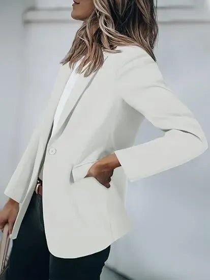 Imily Bela Womens Casual Blazers Open Front Long Sleeve Work Office Suit Jackets Blazer Fitted Basic Lapel Collar with Button Design & Pockets