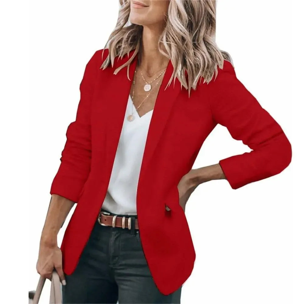 Imily Bela Womens Casual Blazers Open Front Long Sleeve Work Office Suit Jackets Blazer Fitted Basic Lapel Collar with Button Design & Pockets