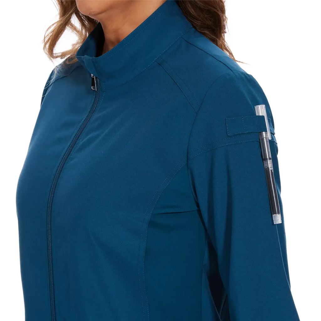COZYFIT Women's Scrub Jacket - Zip Front, 4-Way Stretch Fabric, Minimalist Basic Casual Workwear for Nurses, Women's Clothes with Summer Vibes,summerwins,summeroutfits,vacationoutfits,beachoutfits