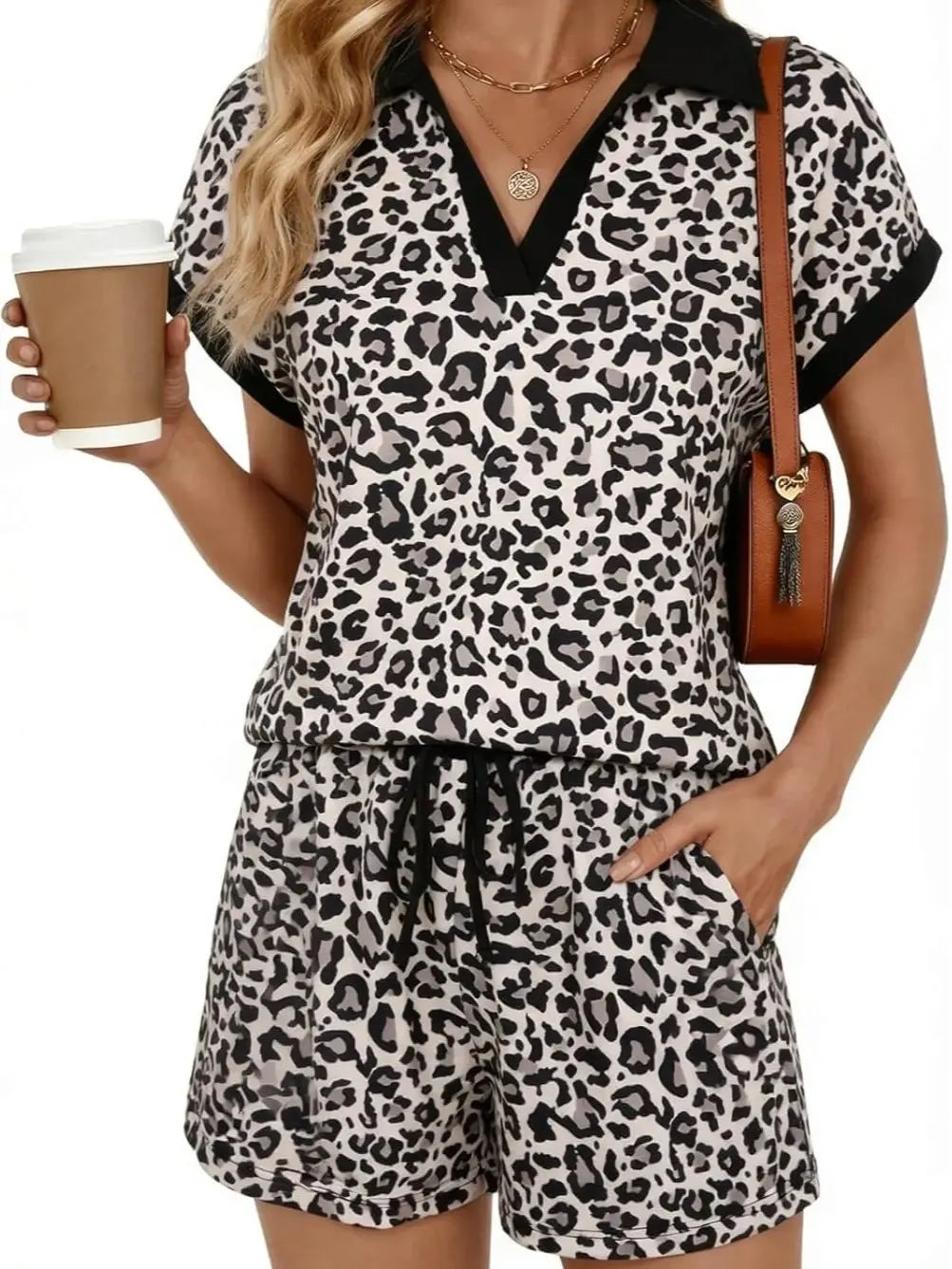 Yousify 2 Piece Sets for Women Cap Sleeve V Neck Lapel Tops and Drawstring Shorts Summer Casual Outfits Loungewear 2026 Womenswear Shortsleeve, 2 Piece Sets Women, Two Piece Sets,summeroutfits,vacationoutfits,bathingsuitwomenset,beachoutfits