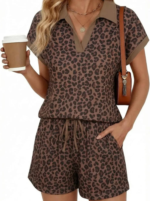 Yousify 2 Piece Sets for Women Cap Sleeve V Neck Lapel Tops and Drawstring Shorts Summer Casual Outfits Loungewear 2026 Womenswear Shortsleeve, 2 Piece Sets Women, Two Piece Sets,summeroutfits,vacationoutfits,bathingsuitwomenset,beachoutfits