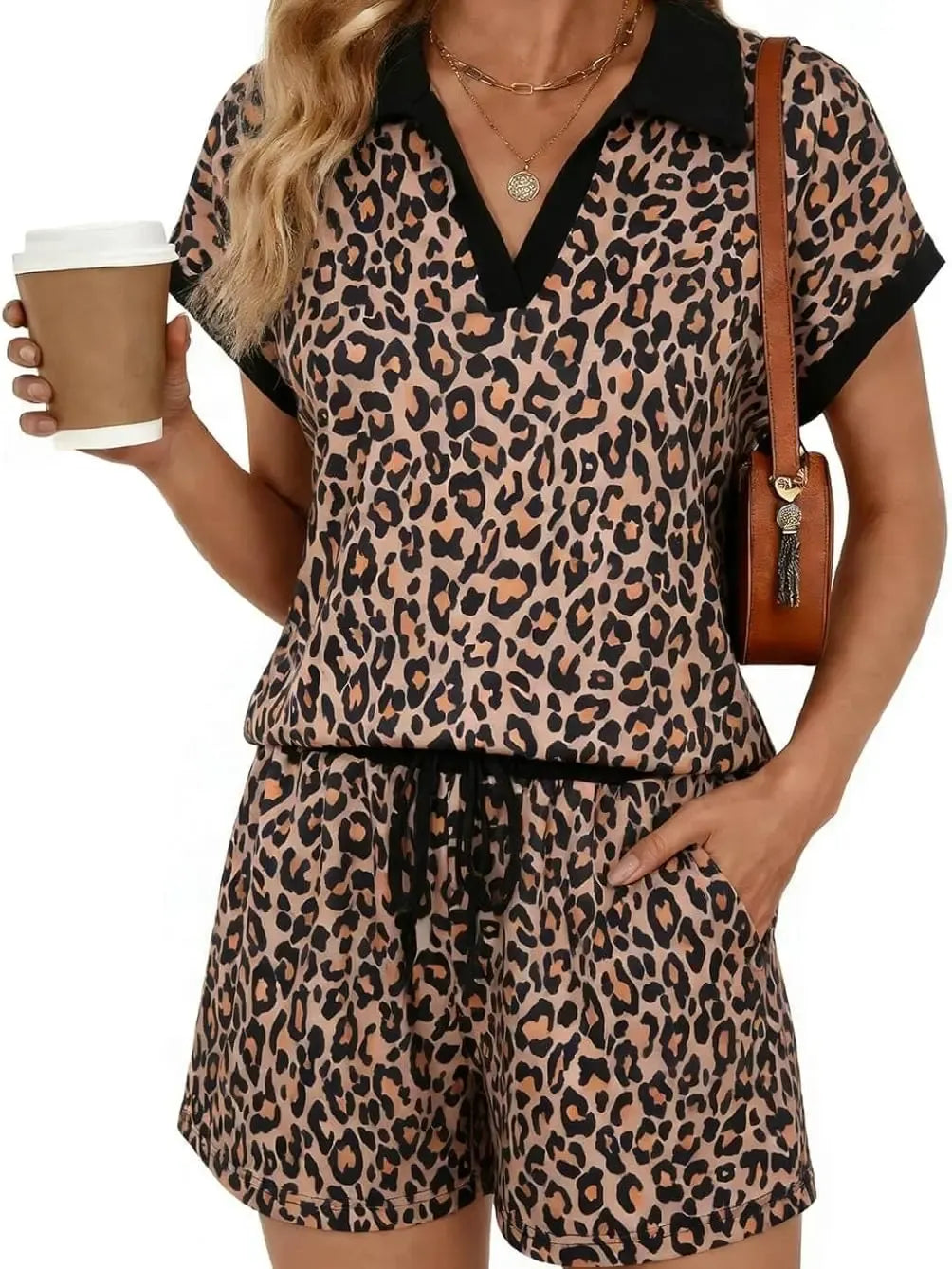Yousify 2 Piece Sets for Women Cap Sleeve V Neck Lapel Tops and Drawstring Shorts Summer Casual Outfits Loungewear 2026 Womenswear Shortsleeve, 2 Piece Sets Women, Two Piece Sets,summeroutfits,vacationoutfits,bathingsuitwomenset,beachoutfits