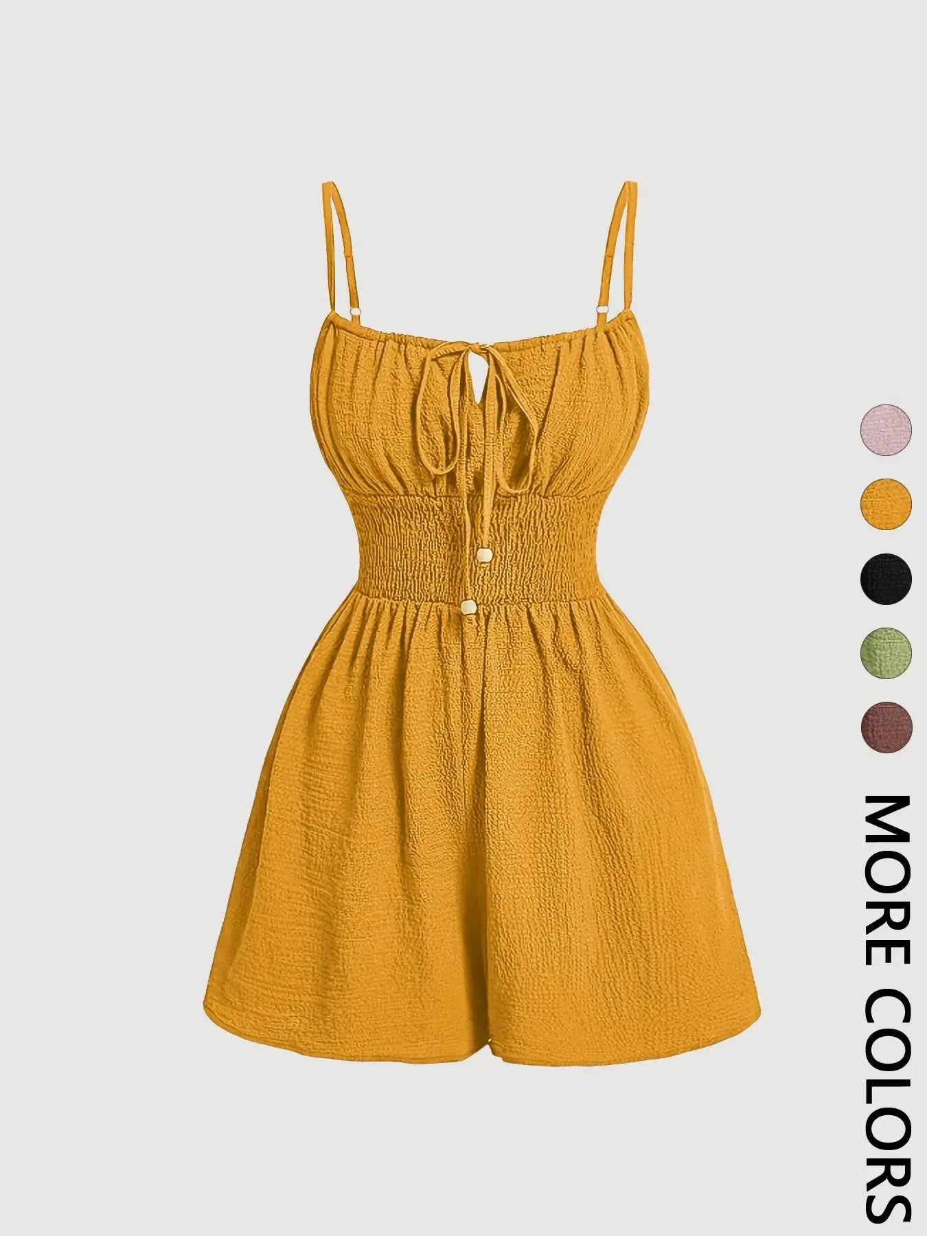 Women's Casual Solid Fitted Sleeveless Romper with Adjustable Front Tie and Elastic Waist, Stylish Jumpsuit for Summer, Trendy Fashion Clothes for Ladies