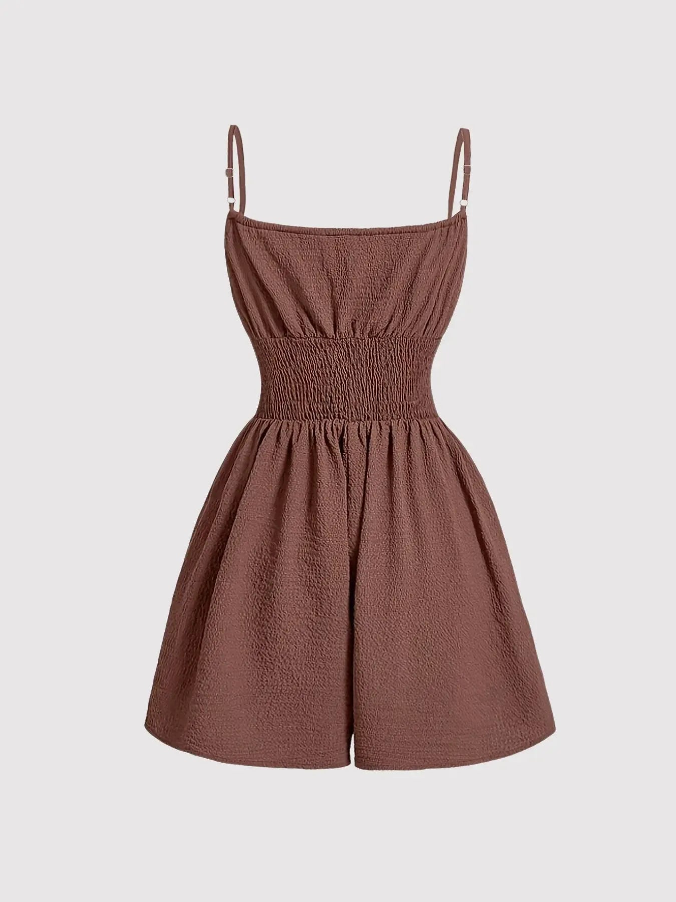 Women's Casual Solid Fitted Sleeveless Romper with Adjustable Front Tie and Elastic Waist, Stylish Jumpsuit for Summer, Trendy Fashion Clothes for Ladies