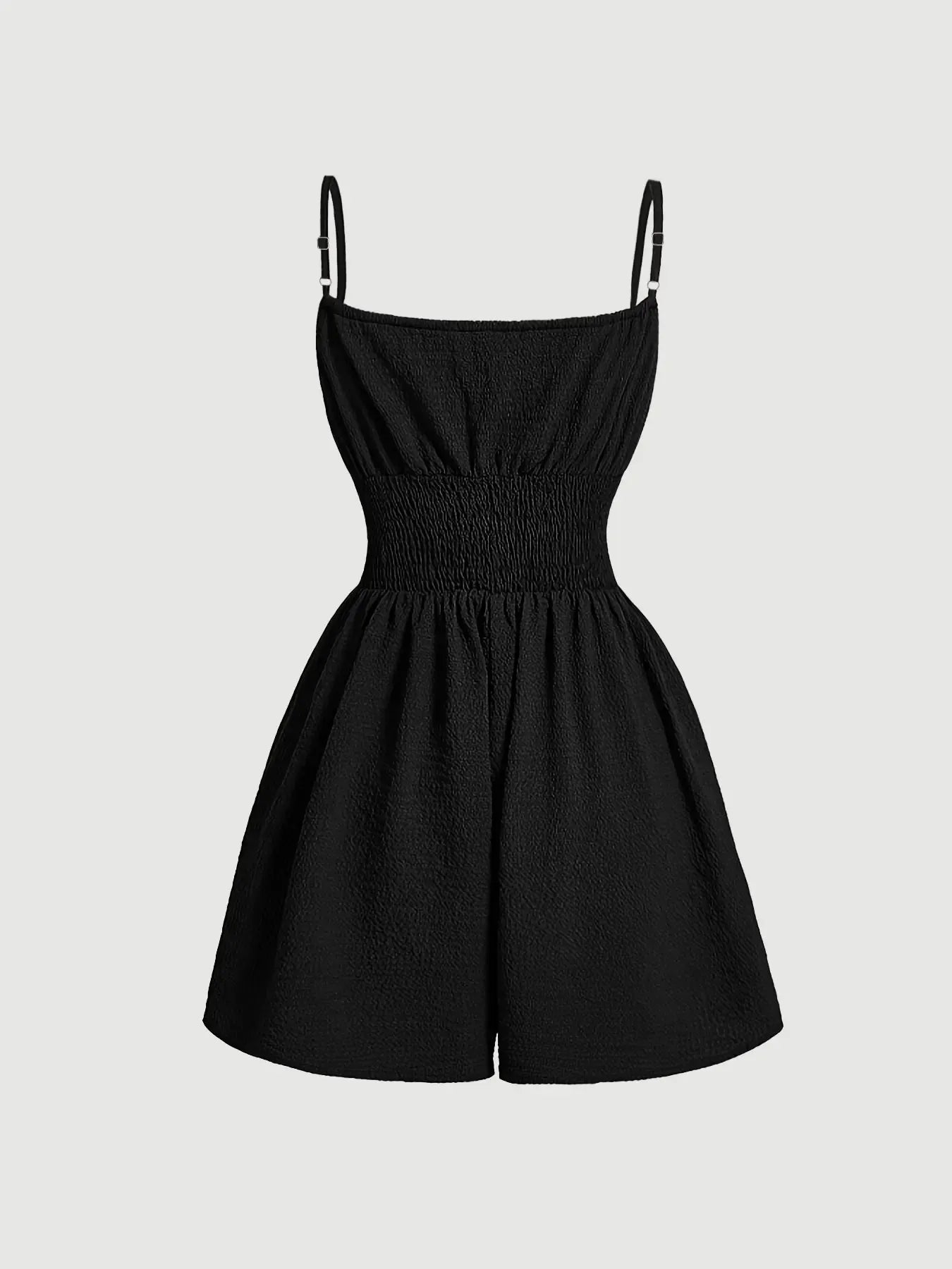 Women's Casual Solid Fitted Sleeveless Romper with Adjustable Front Tie and Elastic Waist, Stylish Jumpsuit for Summer, Trendy Fashion Clothes for Ladies