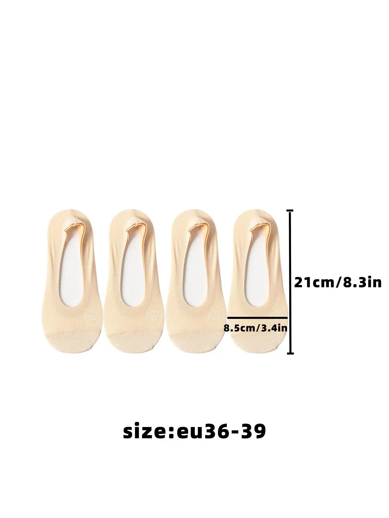 Women's Solid Color No Show Socks, Breathable Mesh Socks with Silicone Grip, Perfect Gift for Daily Wear & Family