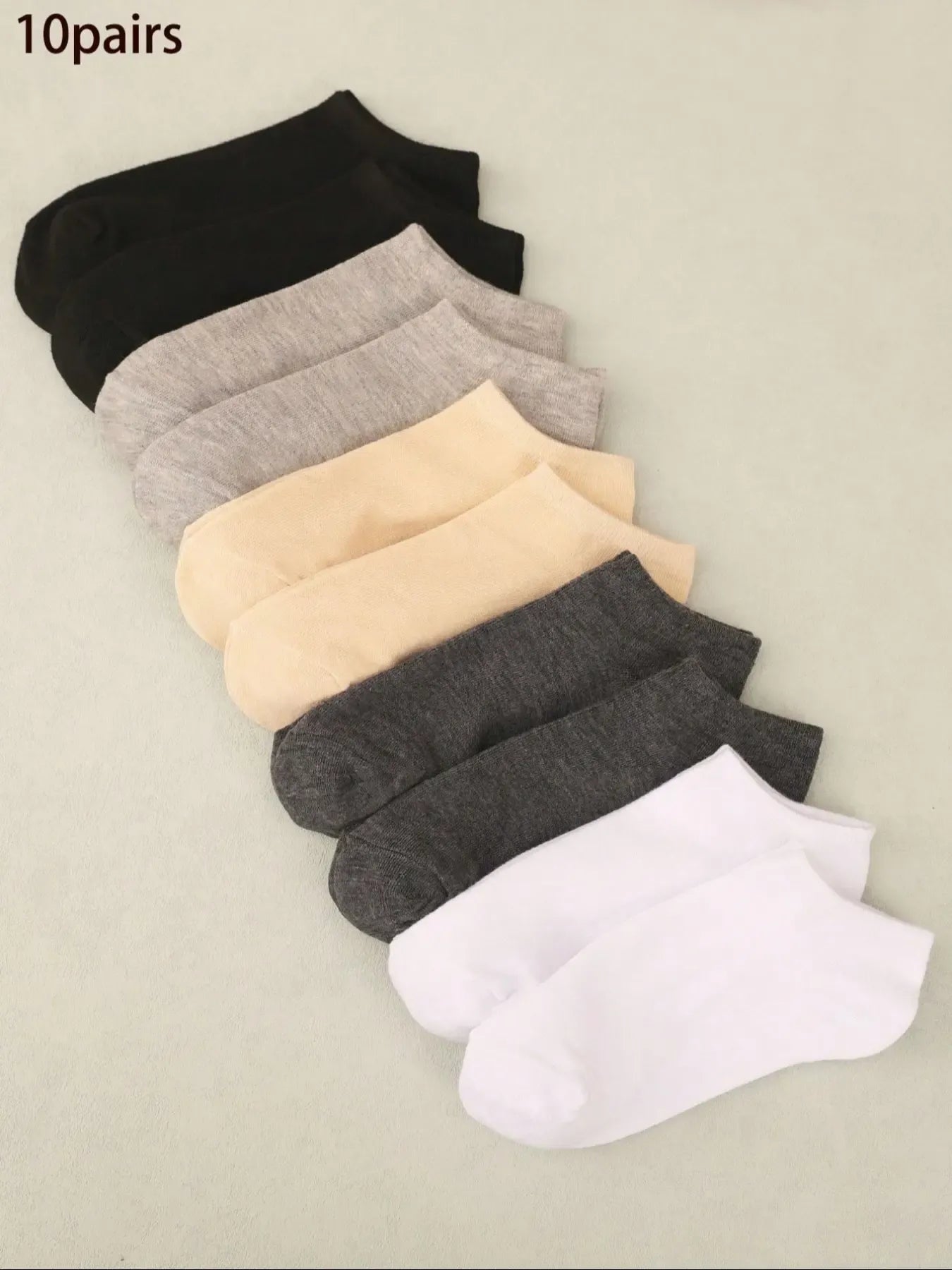 Women's 10 Pairs Solid Ankle Socks, Comfy Breathable Knit Socks for Women, Multipack Women Socks for Summer Daily Wear