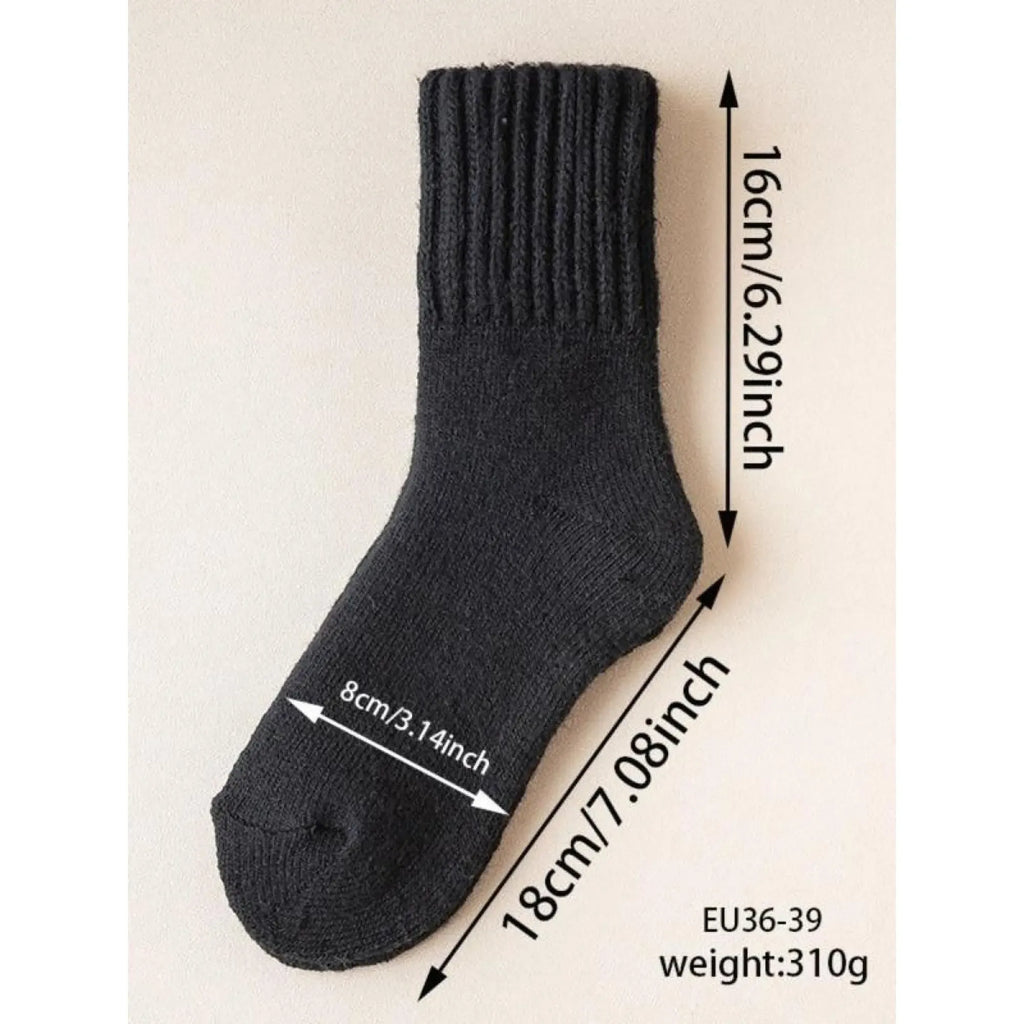 Women's 5-Pair Bridal Casual Socks, Minimalist Multicolor Plain Style, Soft Comfortable Fabric, Warm All-Day Mid-Calf Socks, Fall & Winter Everyday Wear