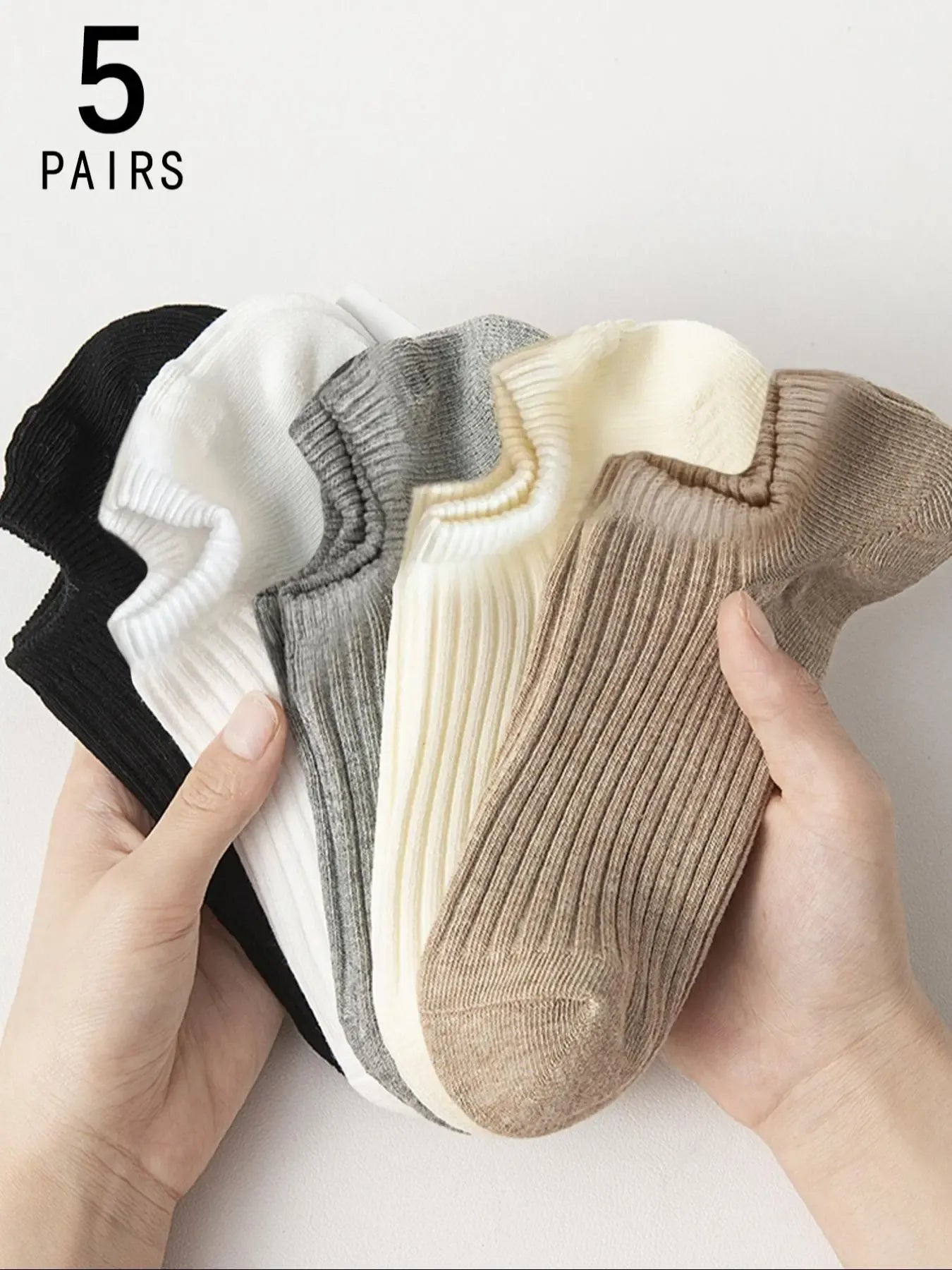 Women's Invisible Boat Socks, Minimalist Plain Vertical Stripe, Fitted Casual Style, All Seasons, Sock Set, Random or Non-Random Shipping Options