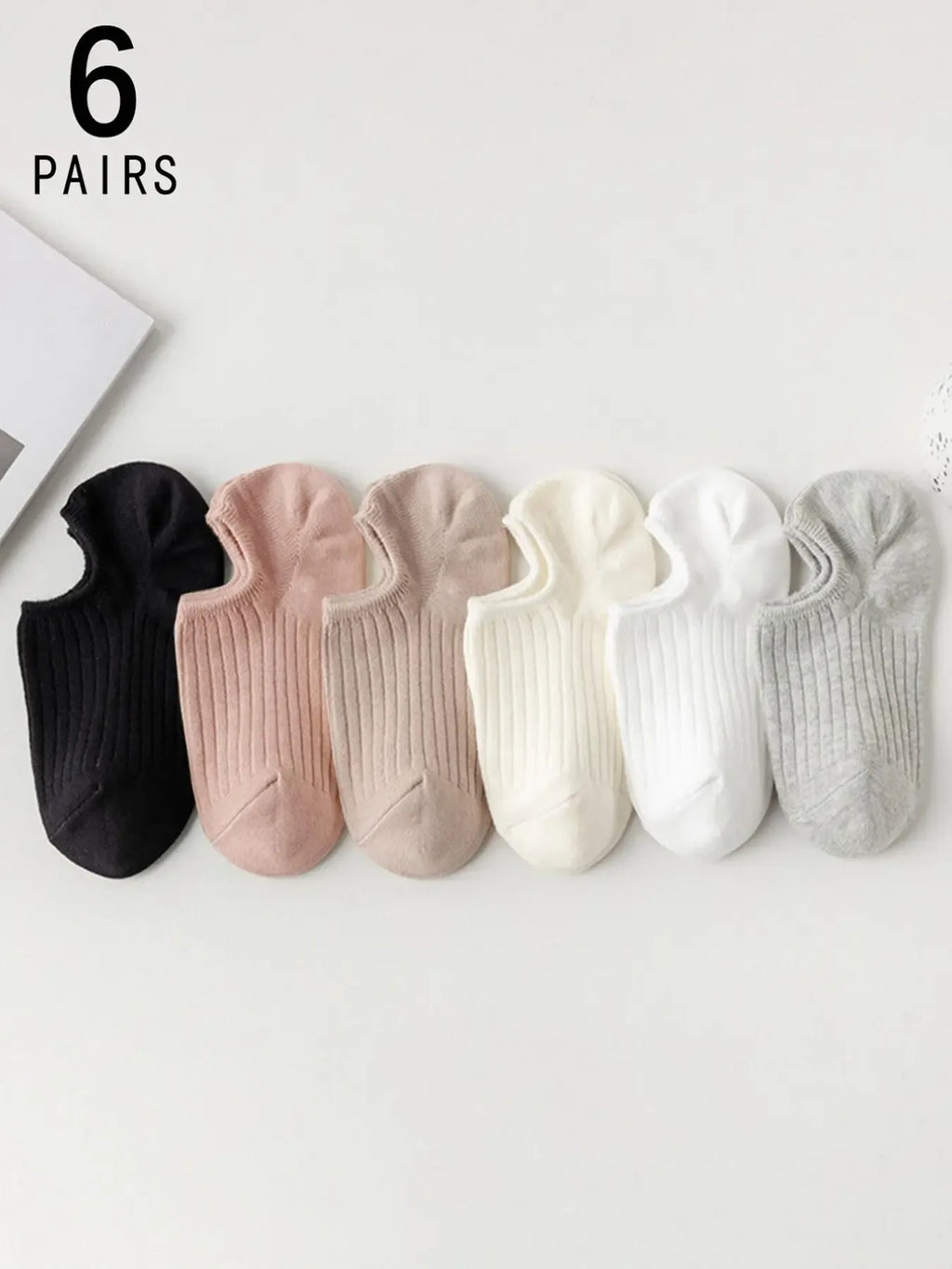 Women's Invisible Boat Socks, Minimalist Plain Vertical Stripe, Fitted Casual Style, All Seasons, Sock Set, Random or Non-Random Shipping Options