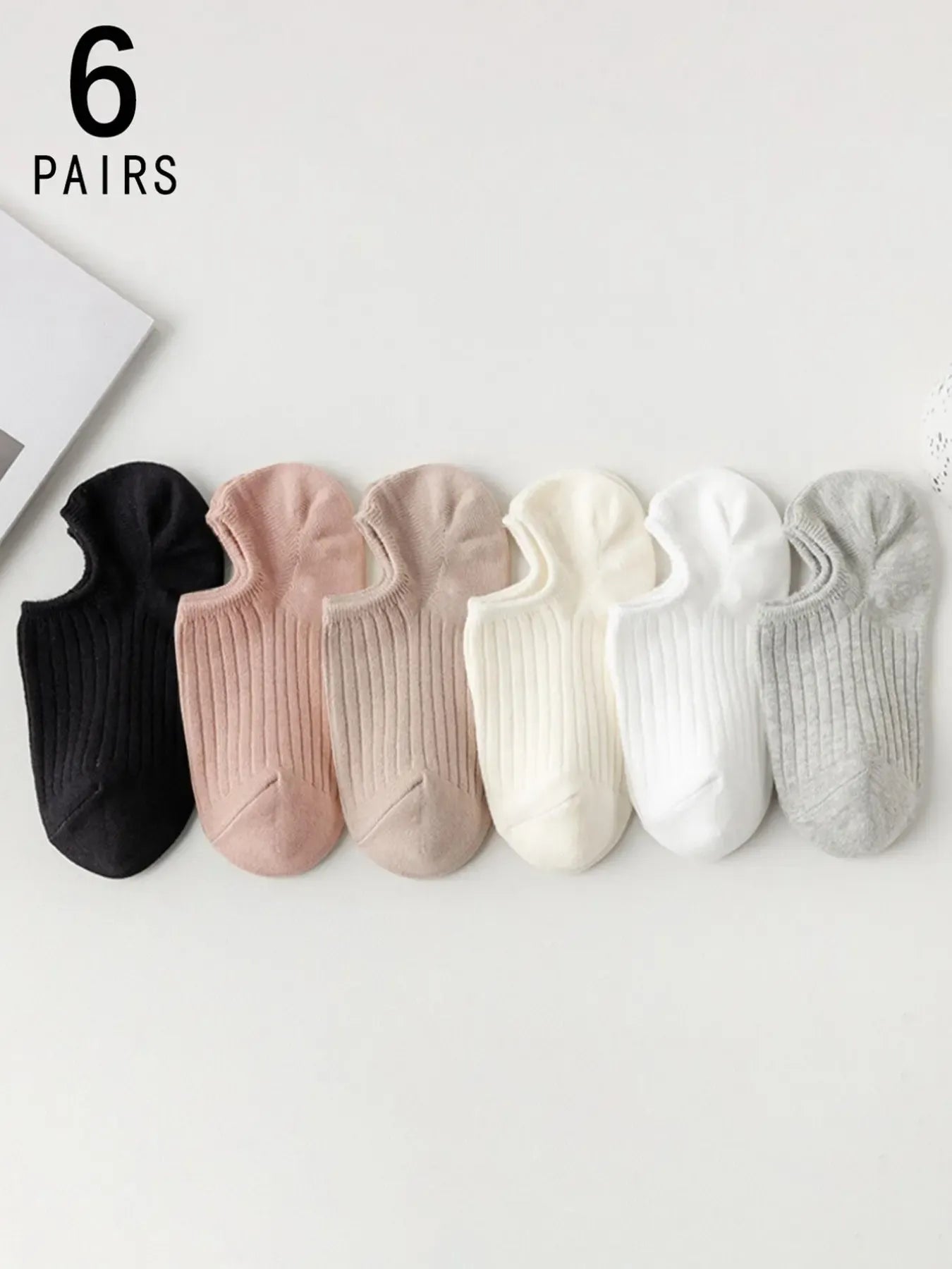 Women's Invisible Boat Socks, Minimalist Plain Vertical Stripe, Fitted Casual Style, All Seasons, Sock Set, Random or Non-Random Shipping Options