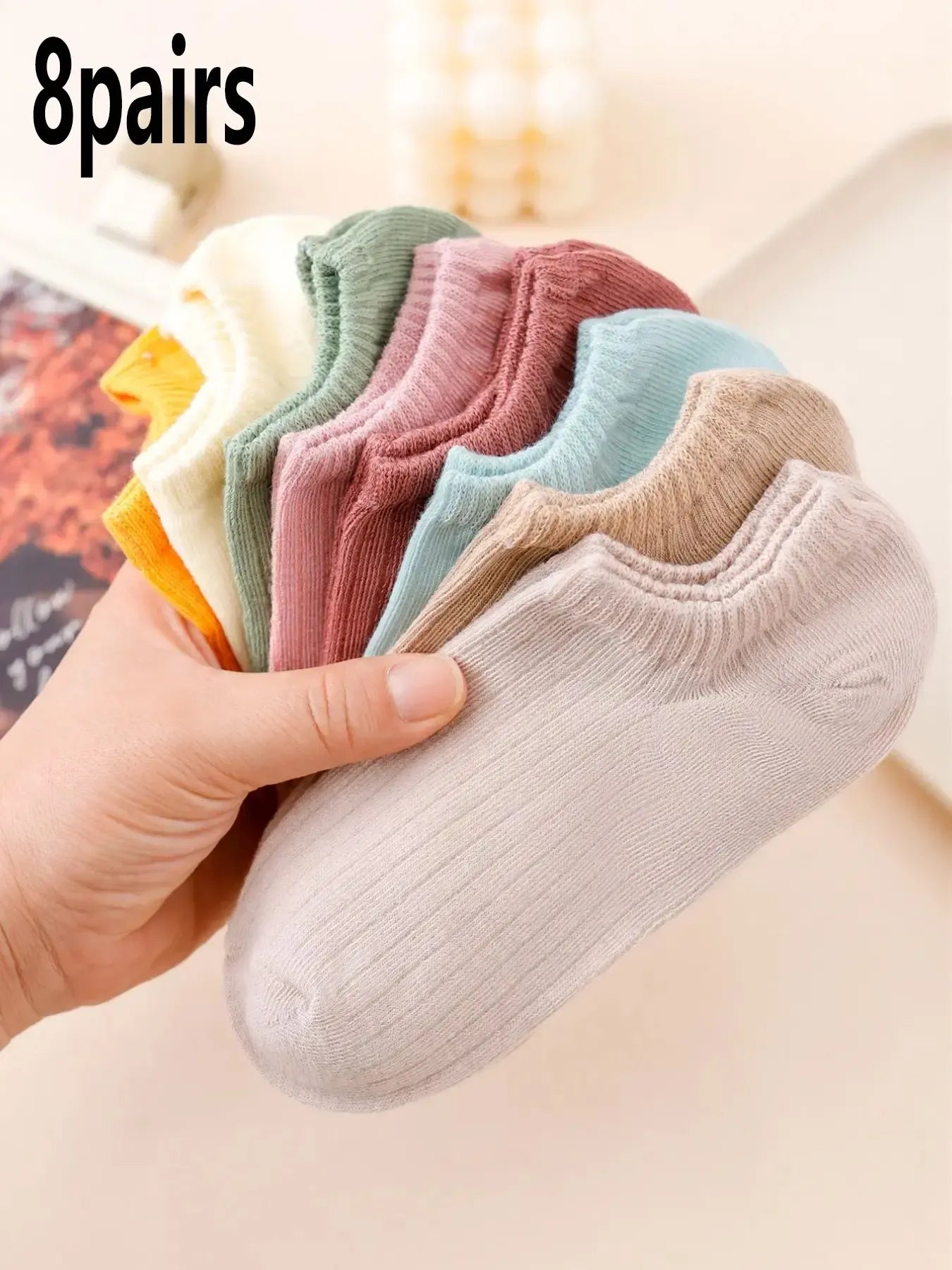 Women's Invisible Boat Socks, Minimalist Plain Vertical Stripe, Fitted Casual Style, All Seasons, Sock Set, Random or Non-Random Shipping Options